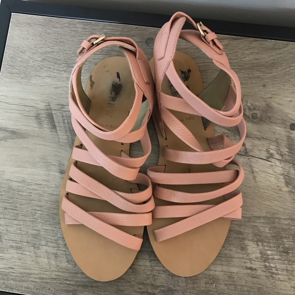 J CREW Peach LEATHER Strappy GLADIATOR SANDALS 6 - Picture 3 of 6
